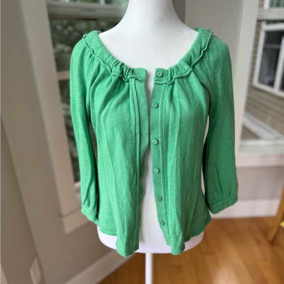 Elie Tahari Sweaters - ELIE TAHARI Light Green Silk Cashmere Elbow Sleeve Cardigan Sweater Size Medium